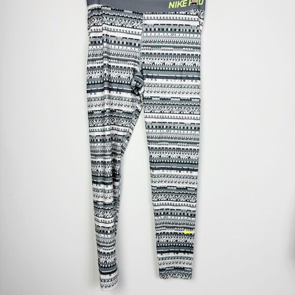 NIKE PRO | 8 Bit Dri Fit Full Length Gray & White Leggings Women’s Size X-Large - Picture 2 of 10
